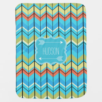 Personalized Arrows and Modern Zig Zag Pattern Baby Blanket