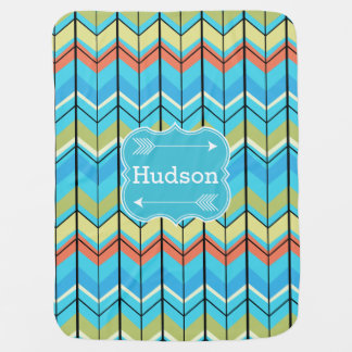 Personalized Arrows and Modern Zig Zag Pattern Stroller Blanket