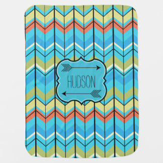 Personalized Arrows and Modern Zig Zag Pattern Swaddle Blanket