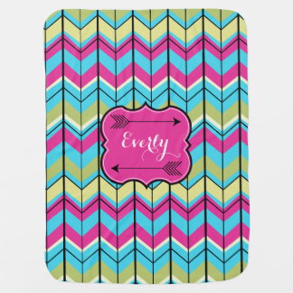 Personalized Arrows and Modern Zig Zag Pattern Swaddle Blanket
