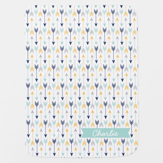 Personalized Arrows Monogram Baby Blanket (Front)