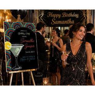 Personalized Art Deco Birthday Party Welcome Sign