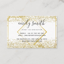 Personalized Art Deco Gold Glitter Business Cards