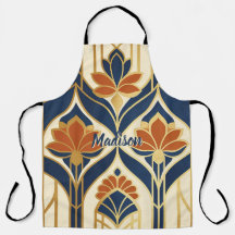 Personalized Art Deco Navy Terracotta & Gold