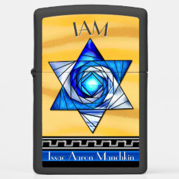 Personalized Art Deco Star of David Zippo Lighter