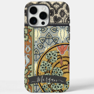 Personalized Art Deco Vintage Lily Pattern iPhone 16 Pro Max Case