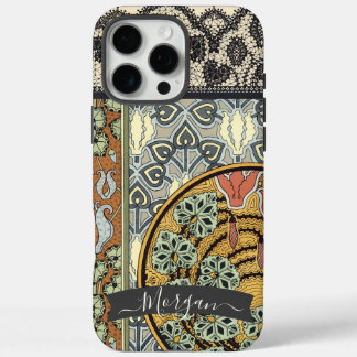 Personalized Art Deco Vintage Lily Pattern iPhone 16 Pro Max Case