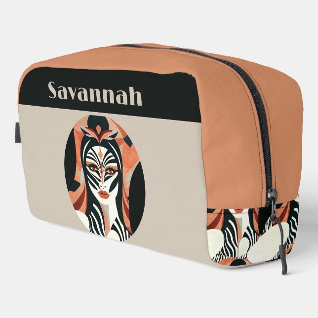 Personalized Art Deco Zebra Woman Elegant  Dopp Kit (Right Corner)
