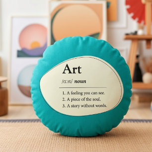 Personalized Art Dictionary Style Teal Pillow