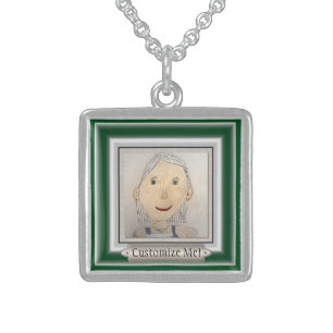 Personalized Art Frame for Child's Artwork Sterling Silver Necklace
