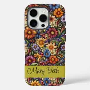 Personalized Art Nouveau Blooms iPhone 16 Pro Case