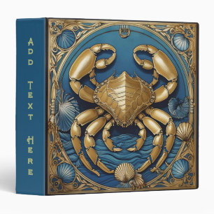 Personalized Art Nouveau Crab Book 3-Ring Binder