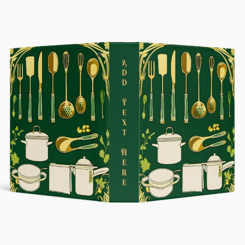 Personalized Art Nouveau Recipes Design Binder