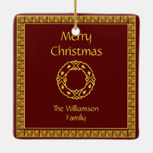 Personalized Art Nouveau Red Christmas