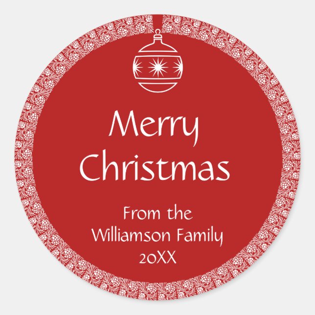 Personalized Art Nouveau Retro Christmas Ornament Classic Round Sticker (Front)