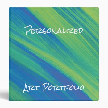Personalized Art Portfolio Green & Blue 3 Ring Binder by ColibriArts at Zazzle