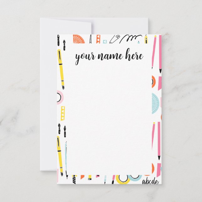 Personalized Art Supplies Notecards (Front)