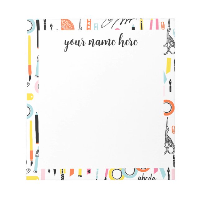 Personalized Art Supplies Notepad (Front)