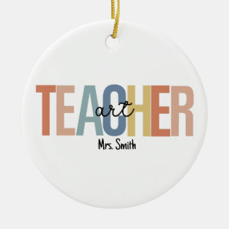 Personalized Art Teacher Christmas Ceramic Ornament