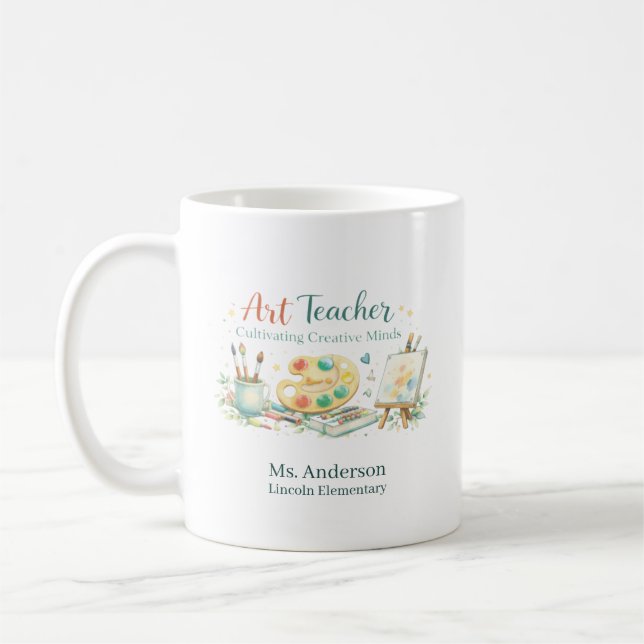 Personalized Art Teacher Cultivating Creative Mind Coffee Mug (Left)