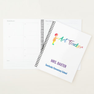 Personalized Art Teacher Rainbow Watercolor Artist Planner