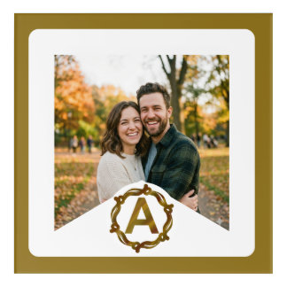 Personalized Artisan Monogram A | Wood Frame Acrylic Print