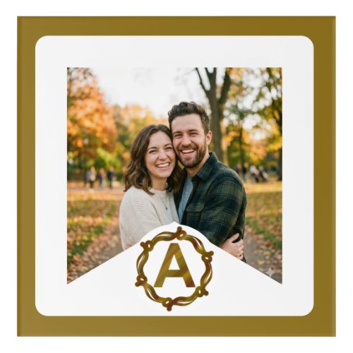 Personalized Artisan Monogram A | Wood Frame Acrylic Print