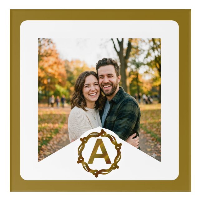 Personalized Artisan Monogram A | Wood Frame Acrylic Print (Front)