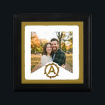 Personalized Artisan Monogram A | Wood Frame Gift Box<br><div class="desc">Elevate your personal space with this sophisticated, hand-carved style monogram digital painting. Featuring a bold, non-symmetrical capital letter "A" grounded in a rich "sculpted wood" texture, it is encased within a perfectly symmetrical, flowing floral round frame. The artwork is rendered in deep, impasto oil painting style with shades of polished...</div>