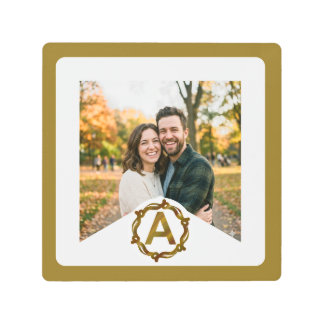 Personalized Artisan Monogram A | Wood Frame Metal Print