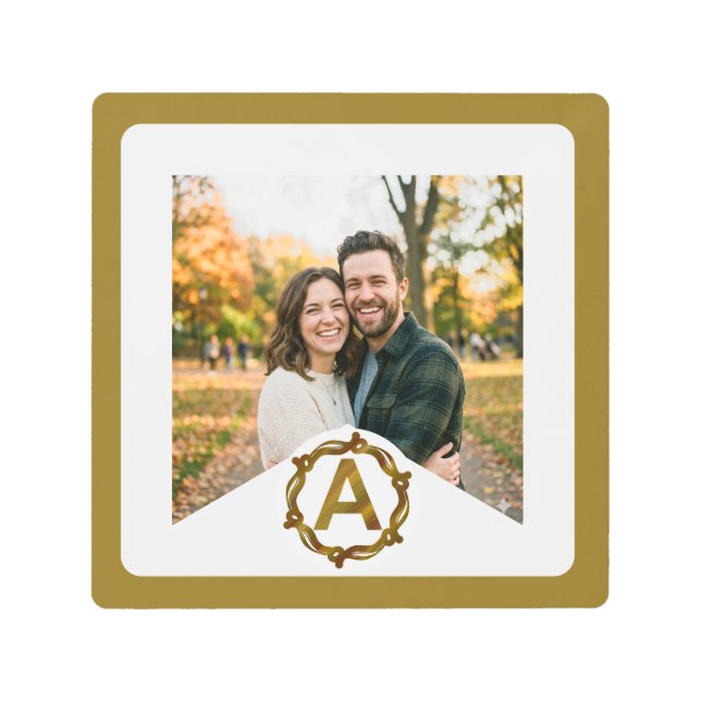 Personalized Artisan Monogram A | Wood Frame Metal Print (Front)