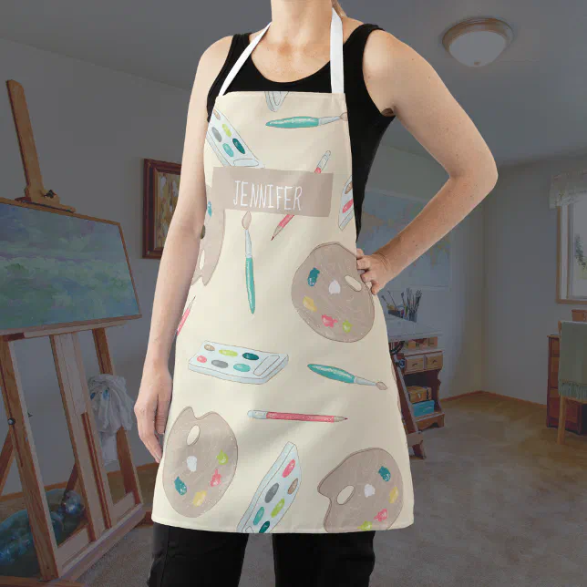 Personalized Artist Apron Smock with Art Supplies Zazzle