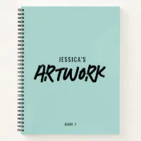 Personalized Blue Artist Sketchbook Notebook