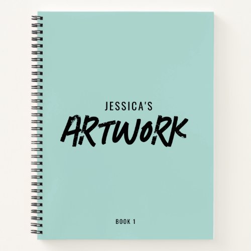 Personalized Artist Artwork Sketchbook Mint Green Notebook