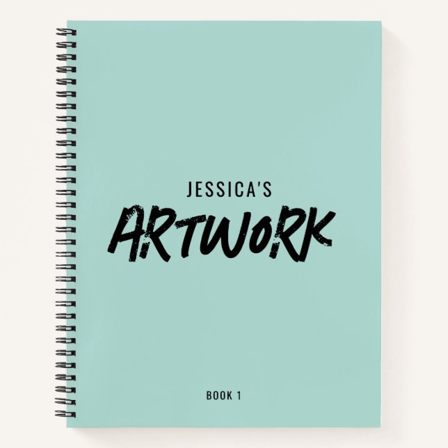 Personalized Artist Artwork Sketchbook Mint Green Notebook (Front)