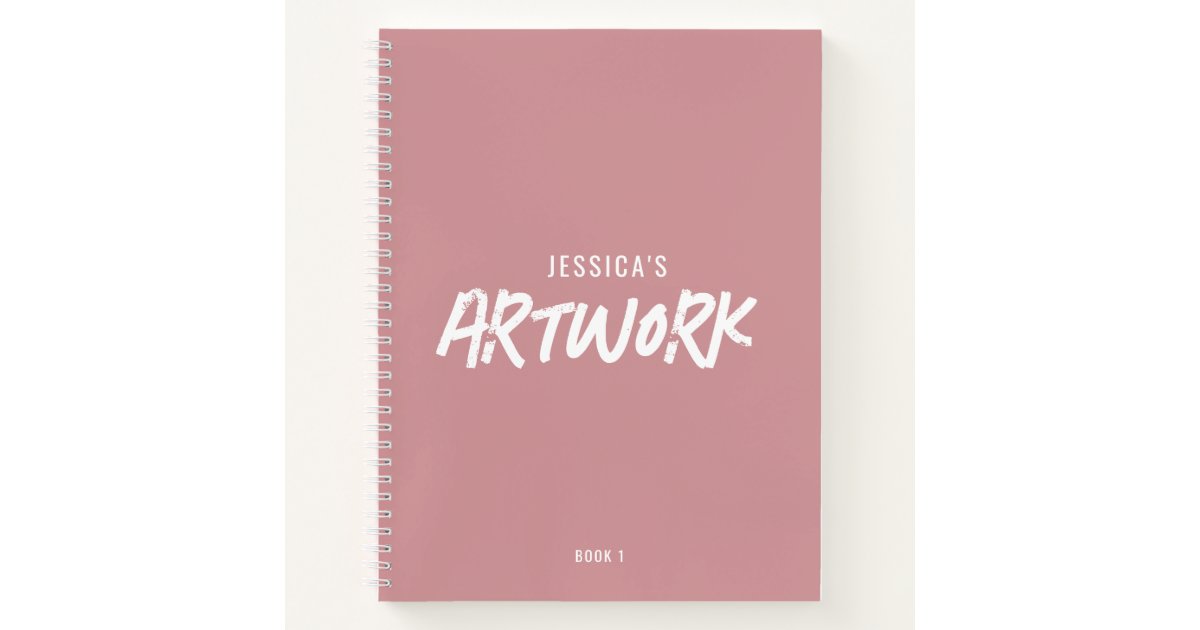 Elegant Sketchbook Your Name Script Pink Notebook, Zazzle