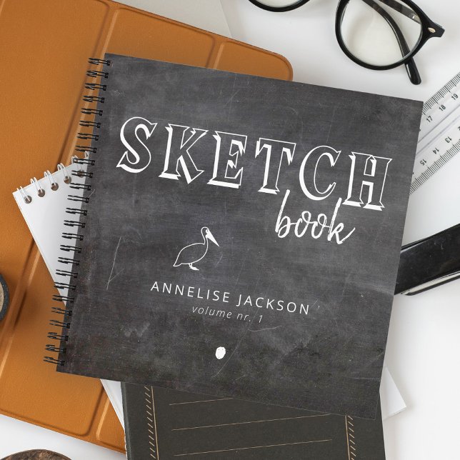 Personalized artist name sketchbook black white notebook (Creator Uploaded)