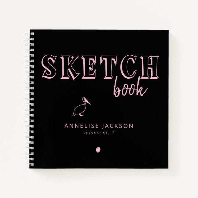 Personalized artist name typography sketchbook notebook (Front)