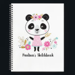 Personalized Artist Pink White Sketchbook Notebook<br><div class="desc">Who doesn't love an adorable panda with flowers? This cute girls personalized sketch book is perfect for girls who love pandas. A sweet sketch pad for all of your girls artwork. Designed for you by Blackberry Boulevard.</div>