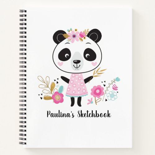 Personalized Artist Pink White Sketchbook Notebook