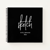Pink Brush Personalized Art Journal Custom Sketch Book Monogrammed
