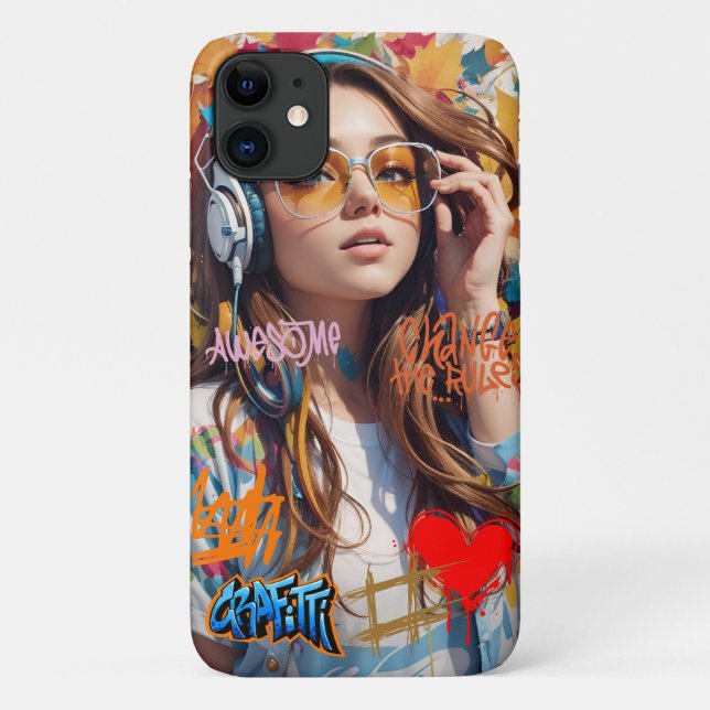 Personalized artistic cute girl Street art Case-Mate iPhone Case (Back)