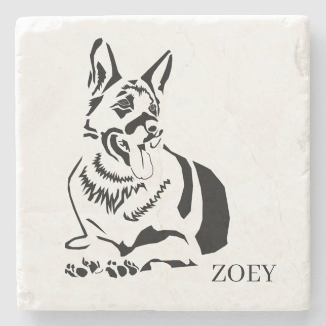 Personalized Artistic German Shepherd Coaster (Front)