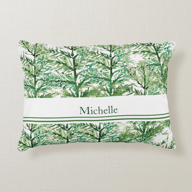 Personalized Artistic Hand-painted Tree Pattern Accent Pillow (Front)