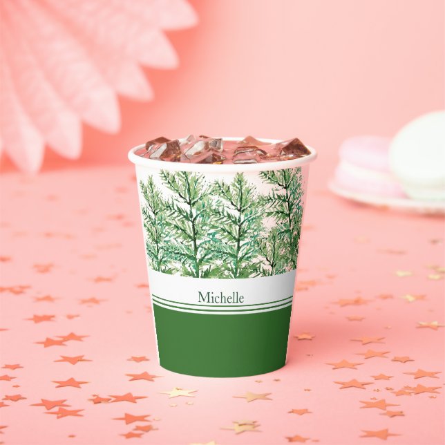 Personalized Artistic Hand-painted Tree Pattern Paper Cups (Insitu)