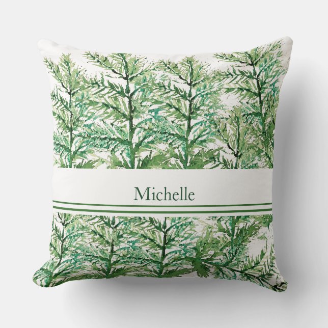 Personalized Artistic Hand-painted Tree Pattern Throw Pillow (Front)