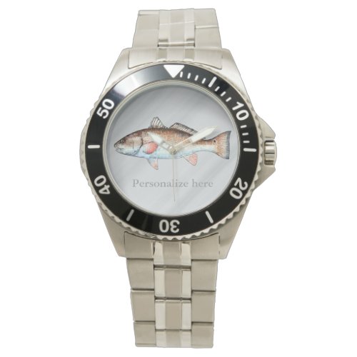 Personalized Artistic Redfish brushed gray Watch