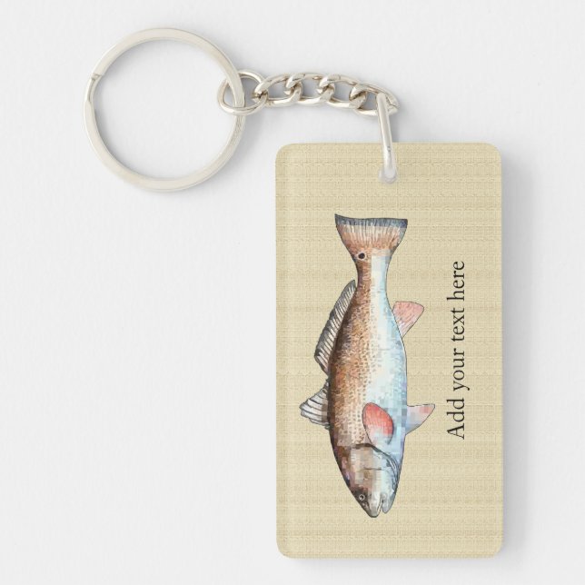 Personalized Artistic Redfish Keychain (Front)