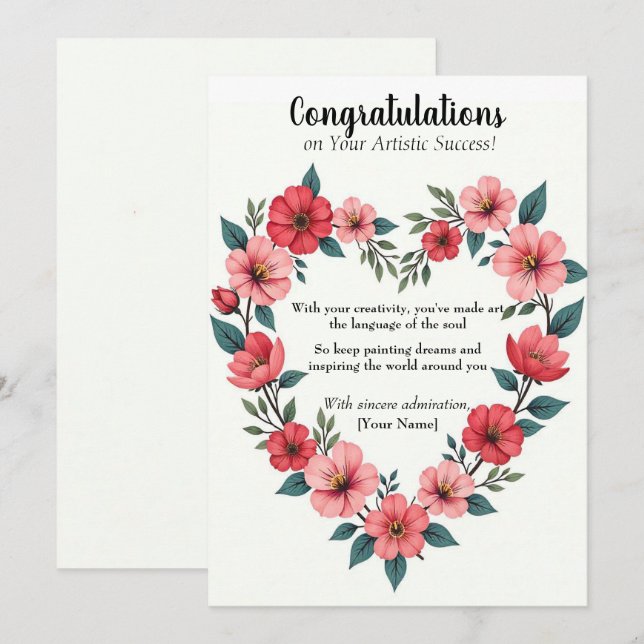 Personalized Artistic Success Congratulations Card (Front/Back)