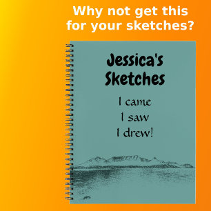 Personalized Artistic Teal Sea and Mountain Fun Notebook